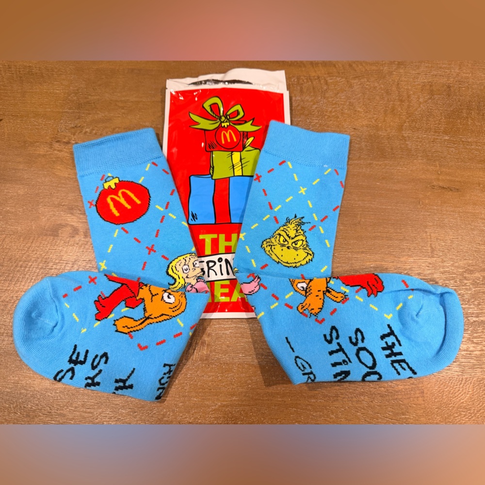 McDonald's Blue Socks with Cartoon Characters